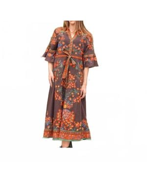 IslaPayal Cape Midi Dress - Brown