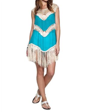 Umgee Crochet Fringe Tunic - Blue