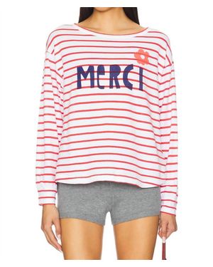 Sundry Merci Crew Pullover Top - Red