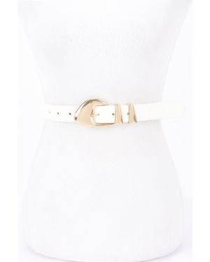 Fashnzfab Faux Leather Multi Metal Buckle Belt - White