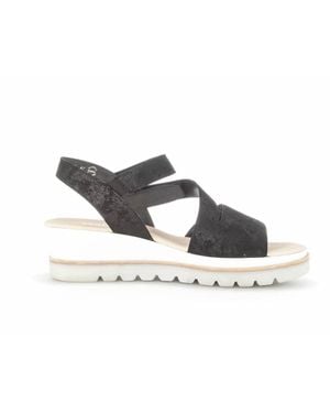 Gabor 24640 Cross Strap Low Heel Sandal - Gray