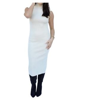 falcon park Cruz Mock Neck Sweater Midi Dress - White