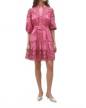 Suncoo Caty Short Embroidered Mini Dress - Pink