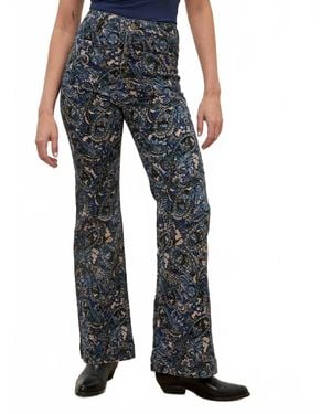 Apricot Paisley Print Kick Crop Flare Jeans - Blue