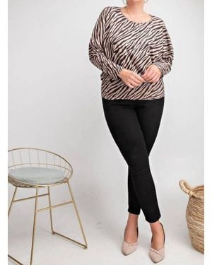 Easel Zebra Suede Plus Top - Green