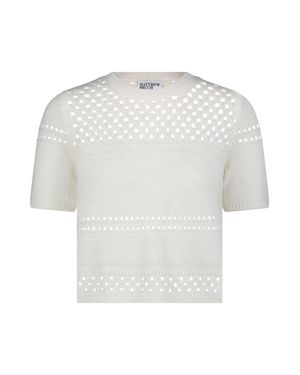 Matthew Bruch Stripped Mesh Boxy T-Shirt - White