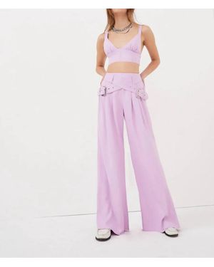 For Love & Lemons Natasha Wide Leg Pant With Belt - Pink