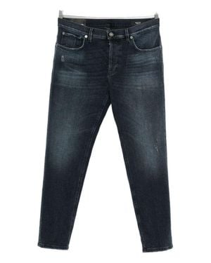 Dondup Dark Wash Distressed Denim Jeans With Tapered Leg - Blue