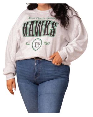 Fan Girl Clothing Fighting Hawks Vintage Oversized Crew Sweatshirt - Blue