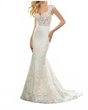 Mori Lee Polly Frosted Embroidered Gown - White