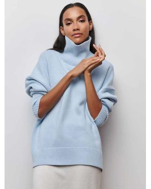 TRUEDAMES Fashion Solid Warm Thick Loose Sweater Elegant O-Neck Long Sleeve Knitted Pullover Top Autumn Tops Sweaters - Blue