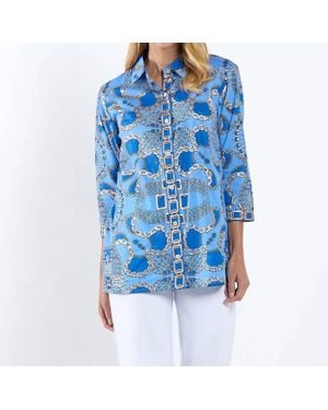 Jude Connally Sharon Heritage Chains Cotton Voile Top - Blue