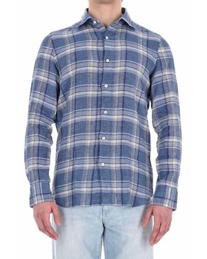Finamore 1925 Mini Classic Patterned Button-Up Shirt For - Blue
