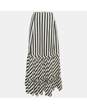 Sportmax Striped Cotton Blend Flared Maxi Skirt - Black