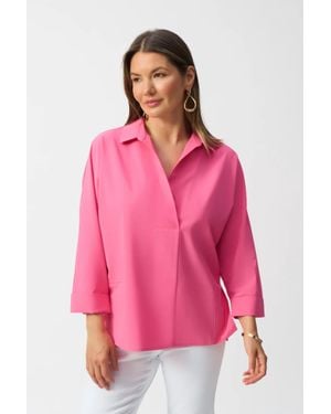 Joseph Ribkoff Poplin Boxy 3/4 Sleeves Shirt - Pink