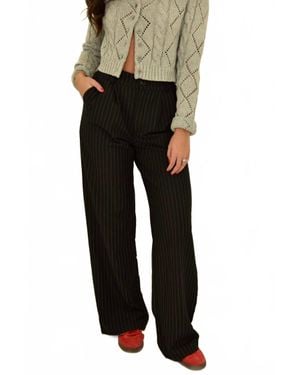 emory park Pin Stripe Pants - Black
