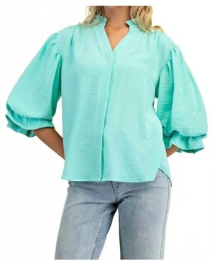 Gigio Kaly Balloon Sleeve Blouse - Blue