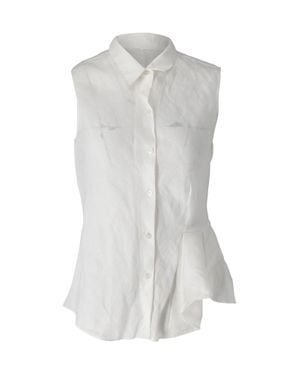 Theory Biaz Sleeveless Ruffled Gauze Blouse - White