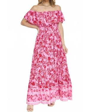 Sugarlips Aiza Floral Otis Off The Shoulder Maxi Dress - Pink