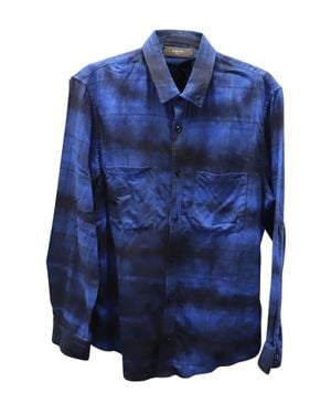 Amiri Flannel Long Sleeve Button Front Shirt - Blue