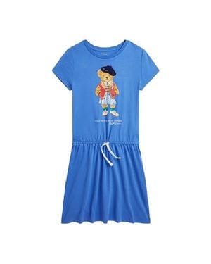 Polo Ralph Lauren Logo-Print Cotton Dress - Blue