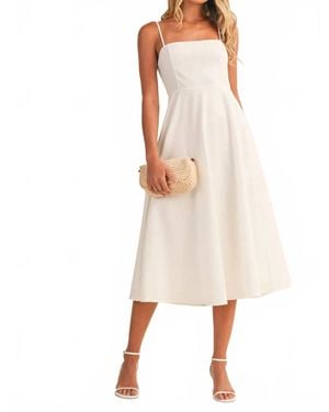 Klesis Linen Spaghetti Strap Flared Midi Dress - White