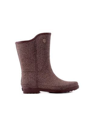 Ulan Fabric Touch Rain Boots - Brown
