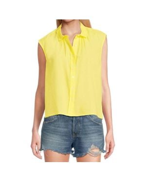 Lilla P Short Sleeve Button Down Shirt - Yellow