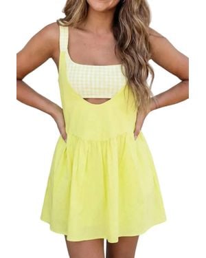 la society Faux 2 Pieces Mini Dress - Yellow