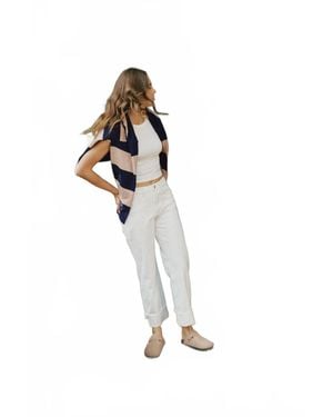 VERVET BY FLYING MONKEY High Rise Cuff Ankle Jeans - White