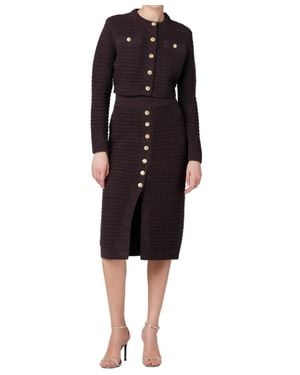 Toccin Tani Button Front Pencil Skirt - Black