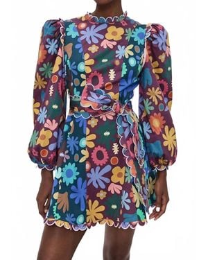 Celiab Gozo Puff Sleeve Mini Dress - Blue