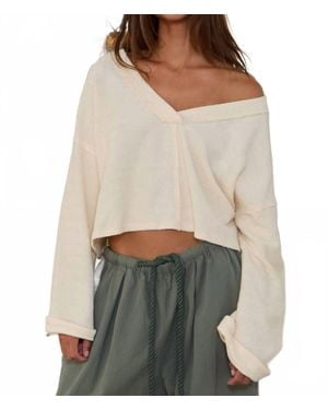 Bucketlist Cutout Back Adjustable Tie Pullover Crop Top - Natural