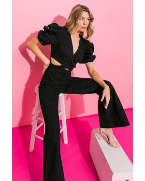 TRUEDAMES Glowing All Night Stretch Denim Jumpsuit - Pink