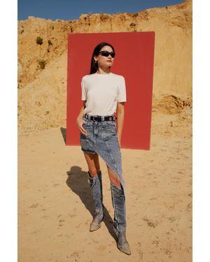 Pcfg Free Heaven Cut Out Denim Skirt - Blue