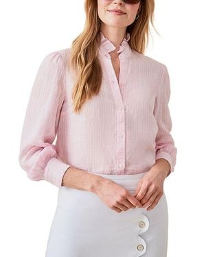J.McLaughlin Julian Stripe Linen Blouse - Pink