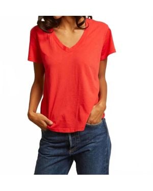 PERFECTWHITETEE Hendrix Boxy V Neck Tee - Red