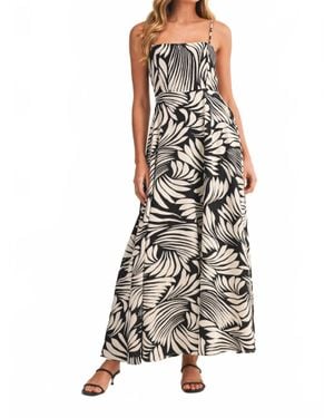 Klesis Printed Linen A-Line Midi Dress - White