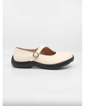 All Black Split Toe Mary Jane Flat - Natural