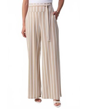 Joseph Ribkoff Striped Silky Knit Wide-Leg Pants - Natural
