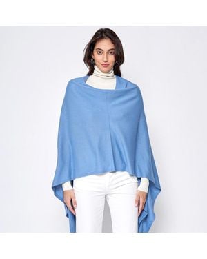 TRUEDAMES Solid Scarf Poncho - Blue