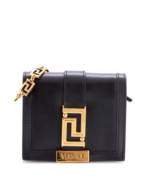 Versace Greca Goddess Wallet On Chain Leather Mini - Blue