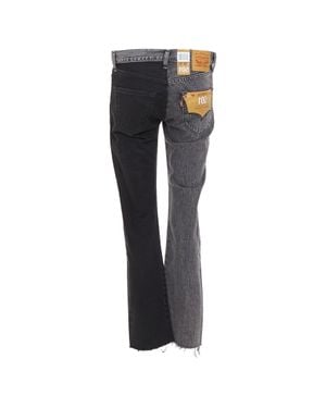 Vetements Levi's Leather Patchwork Denim Jeans - Gray