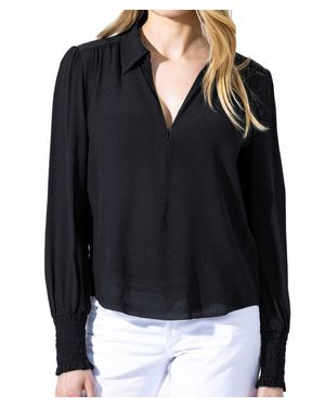 Go> By Go Silk Spoken Word Long Sleeve Top - Black