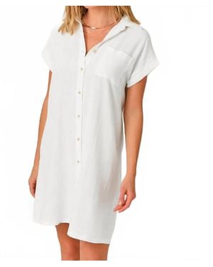 Mystree Linen Blend Mini Dress - White