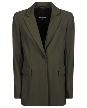 Patrizia Pepe Tailored Single-Breasted Blazer With Notch Lapel And Structured Shoulders - Green