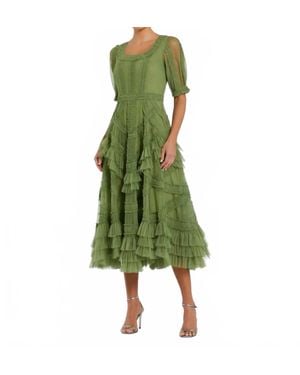 Mac Duggal Ruffle Midi Dress - Green