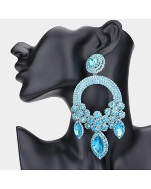 Fashnzfab Oversized Marquise Triple Flower Chandelier Evening Earring - Gray