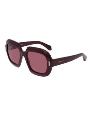 Ferragamo Sunglasses Square Full Rim, Burgundy Frame And Lens Sf2068Se606 - Purple
