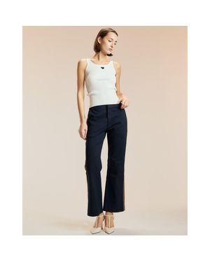 Cynthia Rowley Cotton Cropped Flared Pants - Blue